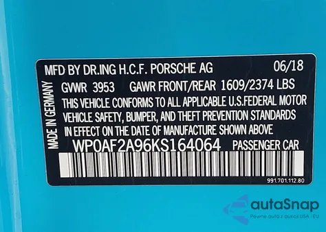2019 Porsche 911 Gt3 Rs z USA, uszkodzony, nr VIN WP0AF2A96KS164064